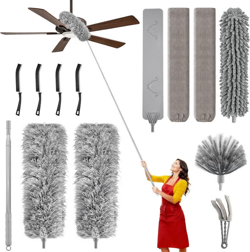 MimAuto 12-in-1 Professional Deep Cleaning System, 100-inch Extendable Duster with Under-Appliance Pads & Multi-Angle Heads for Ceiling Fans, High Ceilings, Blinds, and Gaps - Image 1